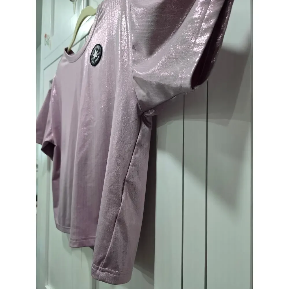 Converse Metallic Pink Shimmer Tee Youth XL Oversized Top (Can fit Woman's M/L)